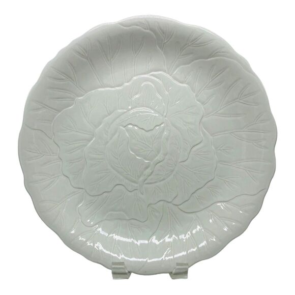 VTG CABBAGE Signature Housewares White Stoneware Large Plate Platter Serving 12” - Picture 1 of 5